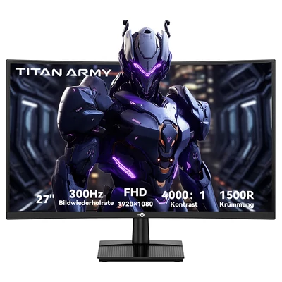 TITAN ARMY C27A1H 27" ívelt gamer monitor, VA FHD kijelző, 300Hz, 1ms, FreeSync, HDR10, 4000:1, HDMI, DP, PBP/PIP