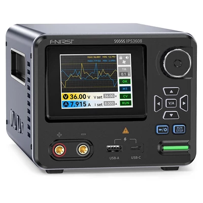 FNIRSI IPS3608 AC-DC intelligens tápegység, 10mV ultraalacsony zaj, 2.8" TFT kijelző, PD/QC gyorstöltés