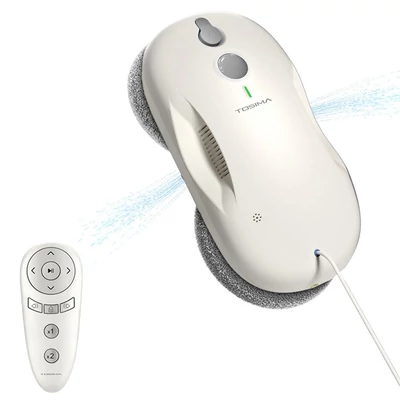 TOSIMA W3 ablakmosó robot, 3800Pa szívóerő, dupla permet, 80ml tartály, okos útvonal, biztonsági akku, 12 mop