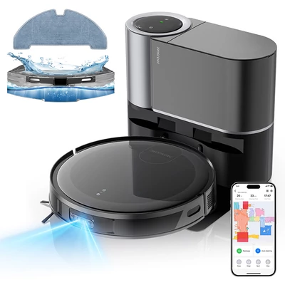 Proscenic X1S robotporszívó felmosóval, 3000 Pa szívóerő, 2.5L porzsák, app és hangvezérlés, fekete