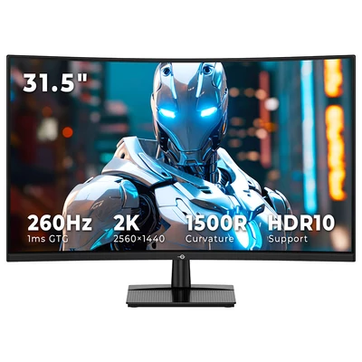 TITAN ARMY C32C1S 31,5" ívelt gamer monitor, 2K QHD, 260Hz, 1ms, HDR10, Adaptive Sync, alacsony kékfény