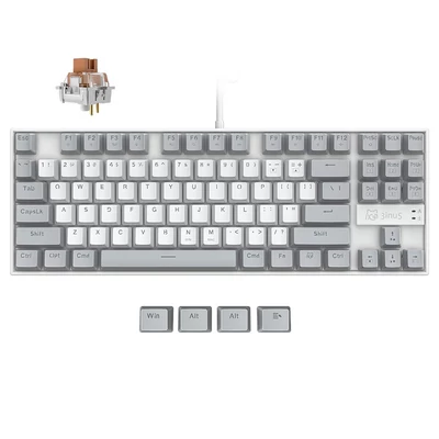 3inuS 87 gombos, 5 az 1-ben mechanikus billentyűzet USB‑C hubbal, hot‑swappolható, Mac/Windows kompatibilis –  Barna billentyűkkel