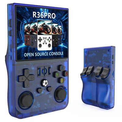 R36 Pro kézi játékkonzol 128GB kártyával, 30 000+ retro játék, 3.5" IPS kijelző, 30+ emulátor - kék 