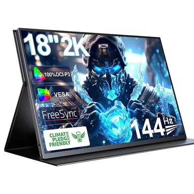 UPERFECT K118 18’’ Hordozható Gaming Monitor – 144Hz, 2.5K IPS kijelző, FreeSync, HDR, Beépített hangszóró, VESA kompatibilis
