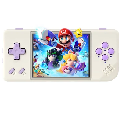 ANBERNIC RG28XX játékkonzol, 2.83" IPS kijelző, 32GB+128GB, 10000+ játék, HDMI kimenet, 8 órás játékidő - bézs-fehér