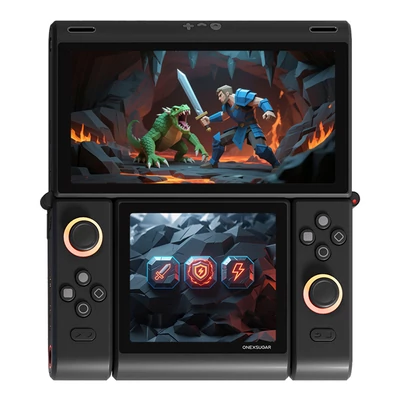 One Netbook ONEXSUGAR Sugar 1 két kijelzős hordozható konzol, OLED, Snapdragon G3 Gen 3, Android 14, 16GB RAM, 512GB tárhely - fekete