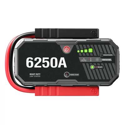 JFEGWO F40-6250A 3400A autó indító, 16000mAh akkumulátor booster, 15W USB-C gyorstöltés, LED lámpa, IP54 vízálló, benzin 10L/dízel 6.5L-ig