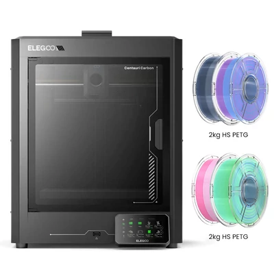 Elegoo Centauri Carbon 3D nyomtató + 4 kg HS PETG filament – rózsaszín-fehér/kék-lila/indigó-fehér/kék-zöld