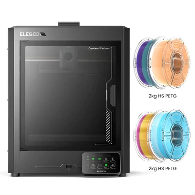 Elegoo Centauri Carbon 3D nyomtató + 4kg HS PETG filament – narancs-fehér/kék-fehér/rózsaszín-sárga/zöld-lila