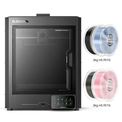 Elegoo Centauri Carbon 3D nyomtató + 4 kg HS PETG filament - fekete / áttetsző rózsaszín / világoskék / füstszürke