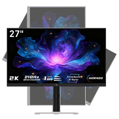 KTC H27T6 Gamer Monitor, 27" QHD (2560x1440) 210Hz IPS kijelző, 1ms válaszidő, HDR400, FreeSync/G-Sync, alacsony kékfény, beépített hangszórók, VESA kompatibilis