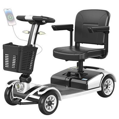Unificare Mate négykerekű elektromos robogó időseknek, 250W motor, 35 km hatótáv, 190 kg teherbírás - ezüst szín