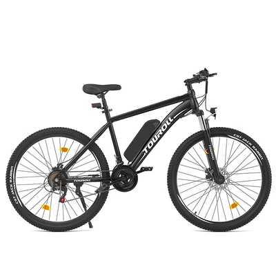 Touroll U1 26” elektromos MTB terepkerékpár, 250W motorral, 36V 13Ah kivehető akkumulátorral, 65 km hatótávval, Shimano 21 sebességgel - fekete
