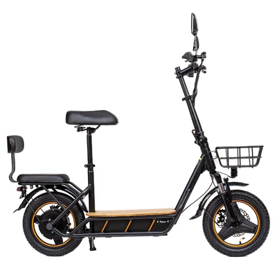 KuKirin C1 Pro elektromos roller, 500W motor, 48V 26Ah akkumulátor, 100 km hatótáv, 14" kerék, összecsukható, hátsó ülés és kosár - fekete