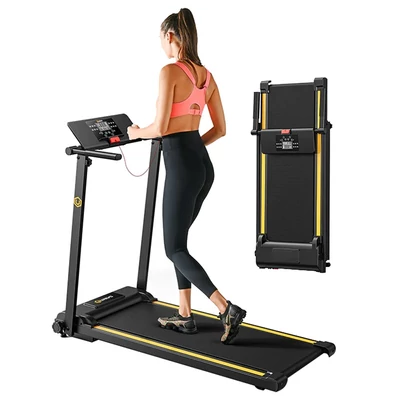 UREVO URTM006 összecsukható mini futópad, 10 km/h sebesség, 105×40 cm felület, 100 kg teherbírás, 12 HIIT program