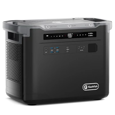 Flashfish S25 hordozható erőmű 2000W, 1997Wh – kültéri generátor LED lámpával, LiFePO4 akkumulátorral, 1600W gyors töltéssel, UPS funkcióval