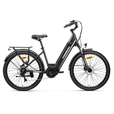Touroll MA1 elektromos kerékpár, 250W középmotor, 36V 13Ah akkumulátor, 26” kerék, 25 km/h, 110 km hatótáv, Shimano 7 sebesség