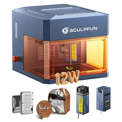 SCULPFUN iCube Ultra Dual 12W+1.2W lézergravírozó – gyors, pontos, 150x135 mm munkaterület, beépített füstszűrő