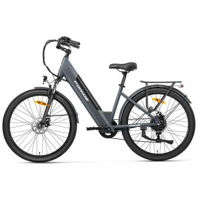 Foride Roamer 1 Step-thru elektromos kerékpár, 250W motor, 36V 13Ah akkumulátor, 27,5" gumi, 25km/h, 100km hatótáv, Shimano 7 fokozat - Szürke