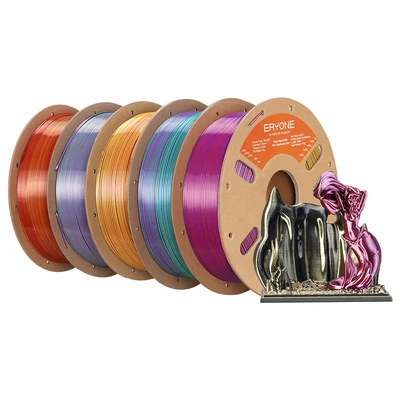 5kg ERYONE nagysebességű 4 színű selyem PLA filament – Twilight Glow, Metallic Frenzy, Royal Essence, Gorgeous Harmony, Aurora Dream