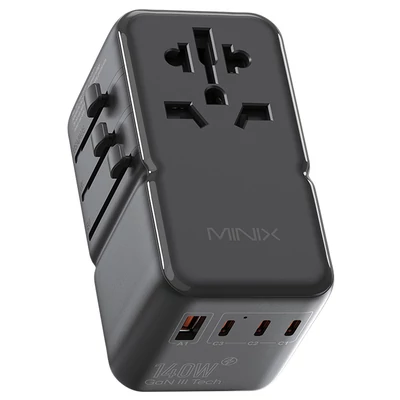 MINIX TP140 140W univerzális utazó adapter, 3 USB-C, 1 USB-A töltővel