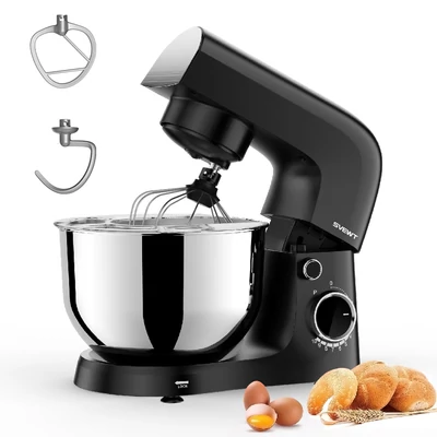SVEWT 1500W konyhai robotgép, 5,5L rozsdamentes tál, dagasztó, keverő, habverő, 10 sebesség sütéshez