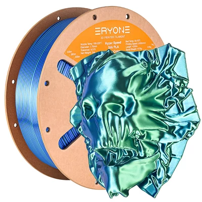 ERYONE nagy sebességű selyemhatású, két színű PLA 3D nyomtató filament 1 kg – kék-zöld