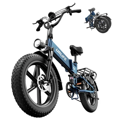 URLIFE T5 elektromos kerékpár 750W, 48V 13Ah, 20x4” ballonos gumik, 45 km/h, 125 km hatótáv, összteleszkóp, Shimano 7 - Kék