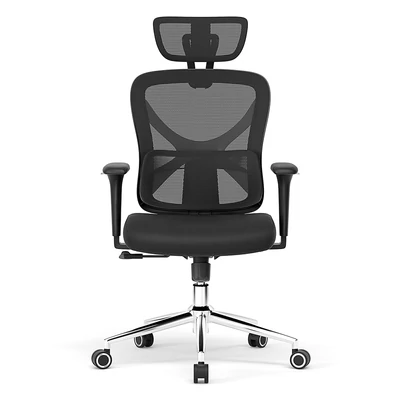 ACGAM CG-5345M ergonomikus irodai szék, 90–130° dönthető háttámla, 3D kartámasz, fejtámla, deréktámasz, hálós, memóriahab, 150 kg