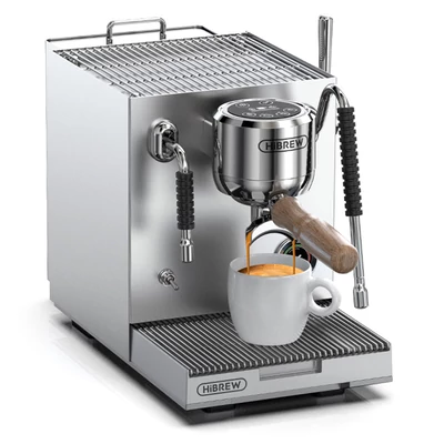 HiBREW H21 eszpresszógép, tripla bojler, dupla szivattyú, PID, 9 bar, 58 mm kar, egyidejű főzés és gőzölés, 1,8 l