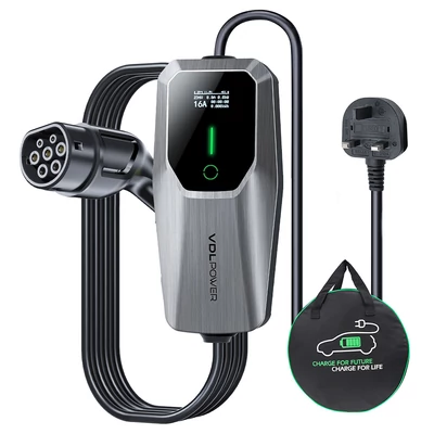 VDL POWER EC11 hordozható elektromos autó töltő 3,6 kW, 16 A, EU Schuko (2 pólus), 5 m kábel, IP65, IEC 62196-2 szabvány