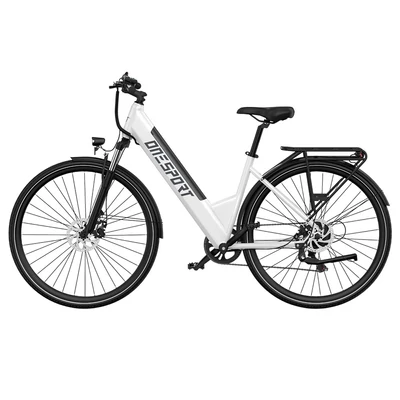 ONESPORT OT12 elektromos kerékpár, 250W motor, 36V 13Ah akku, 27,5” gumik, 25 km/h, 65 km hatótáv, Shimano 7 fokozat - Fehér