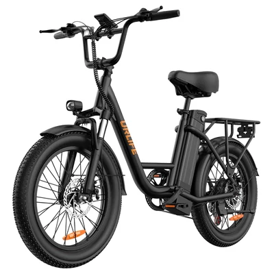 URLIFE E20 elektromos kerékpár 250W motorral, 48V 13Ah akkumulátorral, 20x3” gumi, 25 km/h, 100 km hatótáv, teleszkóp, 7 seb. - Fekete