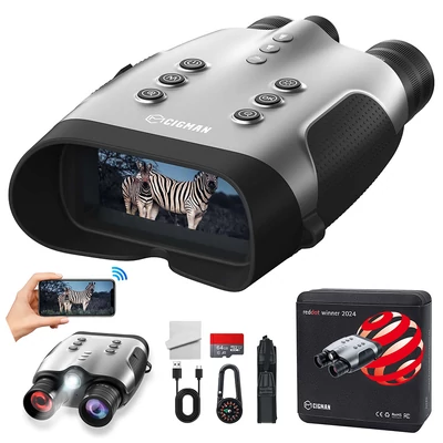 CIGMAN CNVPRO éjjellátó távcső – valódi 4K videó, 52 MP fotó, Sony Starlight CMOS, 1000 m IR hatótáv, 8× digitális zoom, WiFi stream, IP54 víz- és porálló