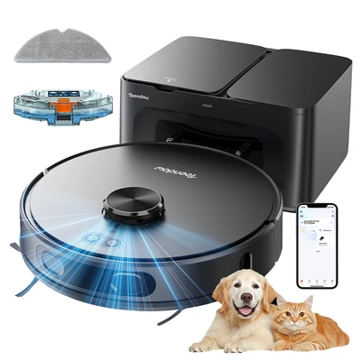 Teendow D65S MAX robotporszívó, 70 napos autoürítés, 6000 Pa szívóerő, felmosó, 220 perc üzemidő, por- és víztartály