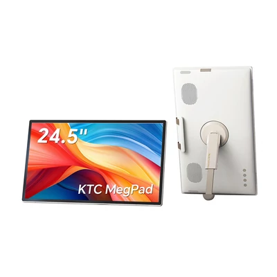 KTC A25Q5 hordozható érintőképernyős monitor, 24,5", Android 14, 8/128GB, Google EDLA, 1080P IPS, 8MP kamera, 8 óra akku, forgatható állvány