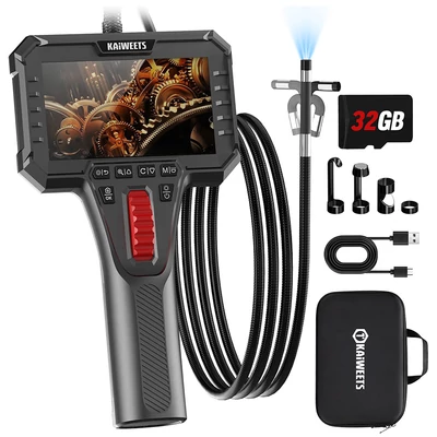 KAIWEETS KBA02 Artikulációs Endoszkóp Kamera: 6.5mm szonda, 210° forgatható fej, 1080P IPS kijelző, IP67 vízálló, 1.6m kábel