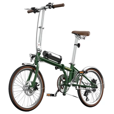 ONESPORT OT02 Pro összecsukható elektromos kerékpár, 250W, 36V 5.2Ah, 20", 25km/h, 25km hatótáv, Shimano 7 sebesség, tárcsafék - Zöld