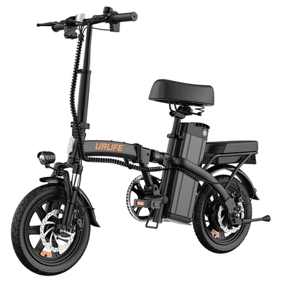 URLIFE F1L összecsukható elektromos kerékpár – 250W, 48V 7.5Ah, 14", 25km/h, 60km hatótáv, tárcsafék, kettős lengéscsillapító, LCD – Fekete