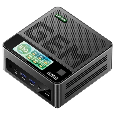 AOOSTAR GEM12 Pro Mini PC Barebone - AMD Ryzen 7 Pro 8845HS, kijelző, ujjlenyomat-olvasó, 4K négyszeres kijelző, Oculink, WiFi 6, 2.5G LAN