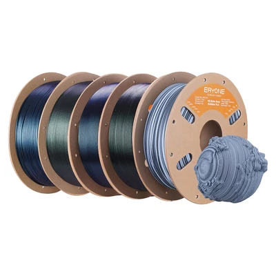 5 kg ERYONE Burnt Titanium két­színű PLA filament – zöld‑arany / kék‑rózsapiros / Salt Flat erezet / kék‑arany‑zöld / fekete‑zöld‑rózsapiros