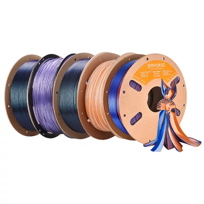 5 kg ERYONE Burnt Titanium háromszínű PLA filament – kék‑fekete‑rózsapiros / juharszirup borostyán / kék‑zöld‑rózsapiros / lila / kék‑narancs