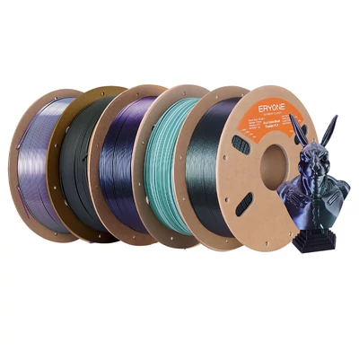 5 kg ERYONE Burnt Titanium két­színű PLA filament – zöld‑lila‑kék / fagyos menta / Royal Essence / faszénszürke / zöld‑rózsapiros‑lila‑kék