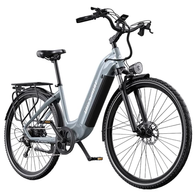 ONESPORT OT05 Pro elektromos kerékpár – 250W motor, 36V 22.5Ah akku, 140 km hatótáv, 25 km/h, hidraulikus fék, első teleszkóp, Shimano 7 sebesség – Szürke