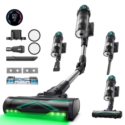 Vactidy V15 Max vezeték nélküli porszívó, 65 kPa szívóerő, 600W motor, 60 perc üzemidő, zöld porérzékelés, anti‑gubanc kefe, 6 rétegű szűrés