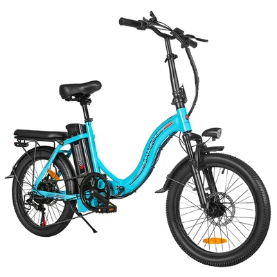 SAMEBIKE CY20 összecsukható elektromos kerékpár, 20” küllős kerék, 350W motor, 36V 12Ah akku, 32 km/h, 80 km hatótáv, dupla rugózás – Tó kék