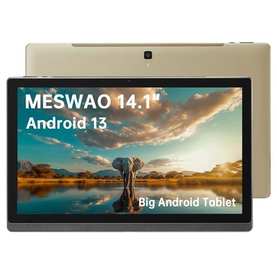 MESWAO B1 tablet 14,1" Full HD IPS kijelzővel, 6GB RAM, 128GB tárhely, Android 13, WiFi 5, BT 5.2, 13+5MP, 10000mAh, 4 hangszóró - Arany