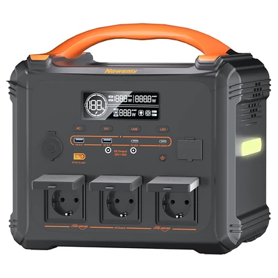 NEWSMY S1210 hordozható erőmű 2000W (3000W csúcs), 1102Wh LiFePO₄ akkumulátorral, 1300W gyorstöltéssel, MPPT napelemes támogatással, otthonra és kempinghez