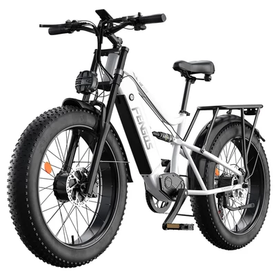 FENGQS H6PRO elektromos kerékpár, 2x1000W, 52V 17,5Ah, 26x4.0 fat bike gumi, 60 km/h, 140 km hatótáv, 7 fokozat, LCD – Fehér