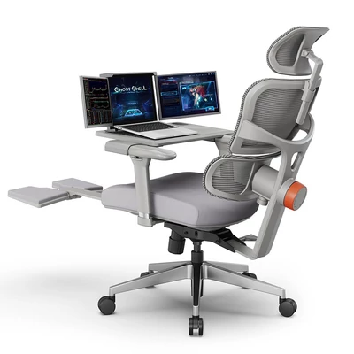 NEWTRAL NT002 ergonomikus szék lábtartóval + levehető munkafelület - Szürke